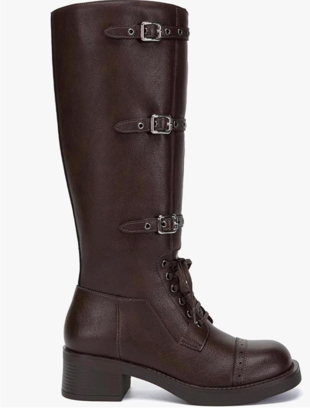 Women's Lace-Up Tall Riding Boots - Dark Brown